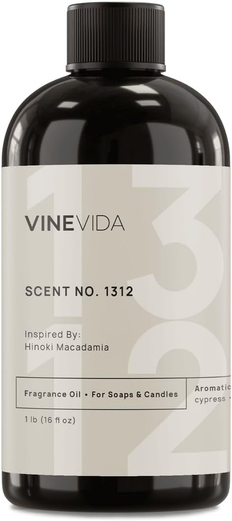 VINEVIDA Scent NO. 1312 Fragrance Oil - 16oz (1lb) - Inspired by: Hinoki Macadamia Fragrance Oil for Candle Making - Made in USA Candle Scents Scents for Soap Making
