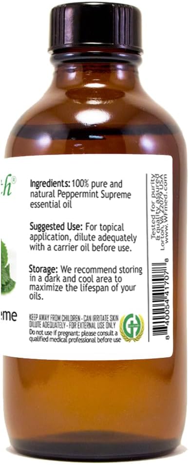 Peppermint Essential Oil (Mentha piperita) – 4 fl oz – Amber Glass Bottle with Cap – 100% Pure & Natural – Premium Therapeutic Grade – GreenHealth