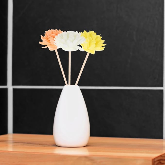 Baluue Flower Reed Diffuser Sticks 12pcs – Porous Rattan & Fiber Flower Heads for Fast Oil Wicking and Consistent Scent Throw – for Bathroom, Office, Bedroom, Aromatherapy Enthusiasts