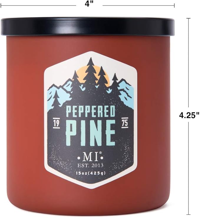 Manly Indulgence Peppered Pine Scented Jar Candle for Men, 2 Cotton Wick, All American Collection, Red, 15 oz - Up to 60 Hours Burn, Soy Blend Wax, USA Poured (Pack of 3)