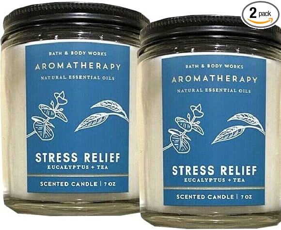Bath and Body Works Aromatherapy Eucalyptus Tea (7oz/ 198 g) Single Wick Candle, Pack of 2