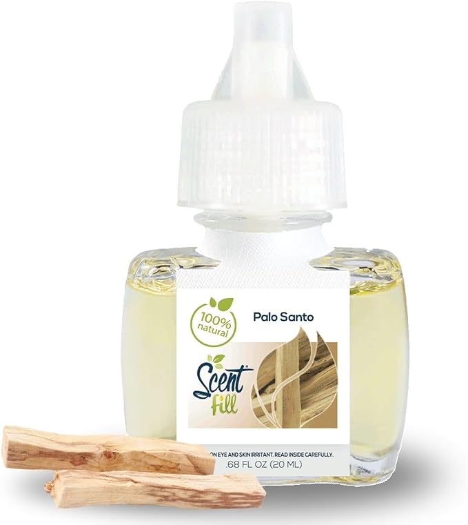 Scent Fill 100% Natural Palo Santo Plug in Air Freshener, Scented Oil Refills, 2 Refills + Diffuser