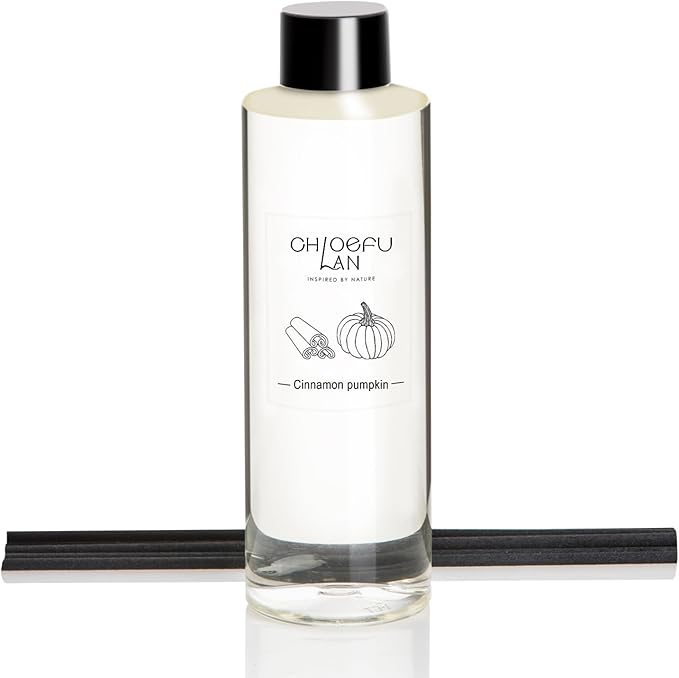 Pumpkin Cinnamon Scented Oil Reéd Diffuser Refill 6.76 oz, Home Decoration in Autumn and Winter, Barn Fall Decor Pottery, 0% Alcohol, Aromatherapy, Perfect for Halloween and Christmas