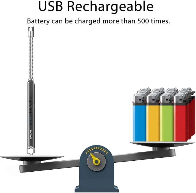 RAYONNER Lighter Electric Candle Lighter Rechargeable USB Lighter Long Flexible Neck Lighter Christmas Stocking Stuffers Gifts for Women Men Adults Rechargeable USB (Black)