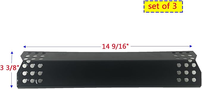 Parts DP129 (3-Pack) Porcelain Steel Heat Shield/Heat Plates Replacement for Sunbeam, Nexgrill, Grill Master, Charbroil, Kitchen Aid, Members Mark, Uberhaus Gas Grill Models