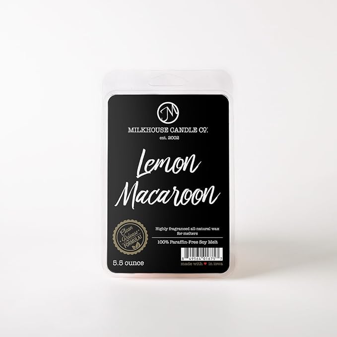 Milkhouse Candle Company Lemon Macaroon Soy Wax Melts - Vanilla | Lemon | Citrus Scented - 5.5 oz, Hand-Poured, Premium Fragrance Oil, Made in the USA