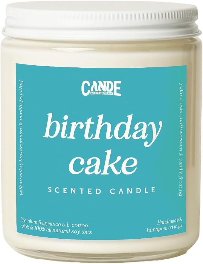 CE CRAFT Scented Soy Wax Candle for Home, Luxury Scented Soy Jar Candle, Hand Poured in The USA, Highly Scented & Long Lasting for Home, Mom, Women, Birthday Gift (Birthday Cake)