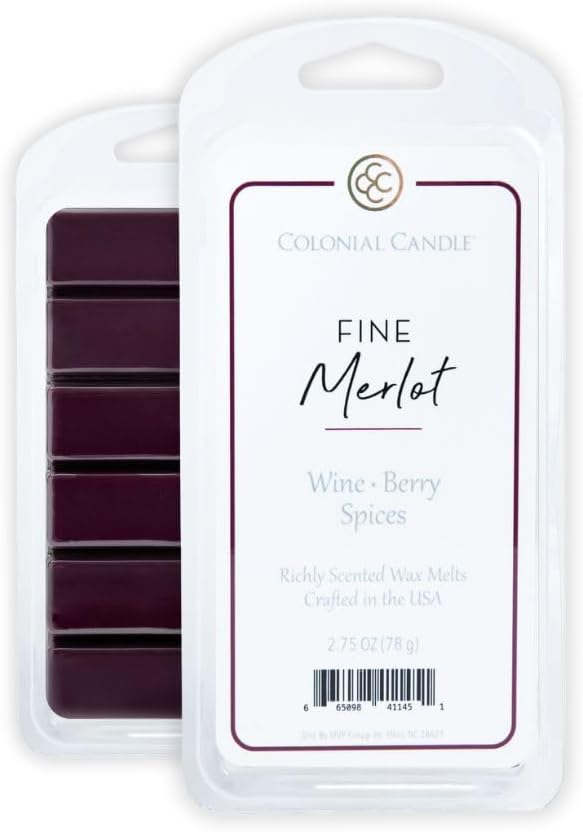 Colonial Candle Fine Merlot Wax Melts, Wax Melt Warmer Cubes, Long Lasting Scented Wax Warmer Cubes, 4 Pack, 6 Cubes Each - Made in The USA