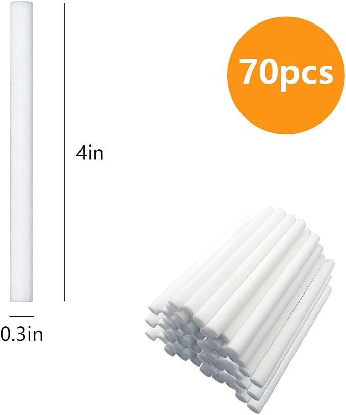 70PCS Humidifier Filter Sticks Refill – Replacement Cotton Wicks for Mini Portable Humidifiers & Essential Oil Diffusers – Compatible with Small Air Humidifiers for Home, Office, Bedroom