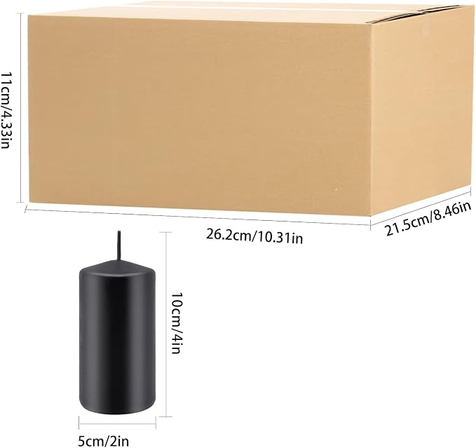 Set of 20 | 2-Inch Wide x 4-Inch Tall Black Pillar Candles - Decorative Unscented Pillar Candles, Long Burning Dripless Candle for Home Decor, Smokeless Large Pillar Candle for Wedding.