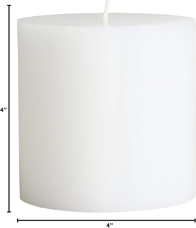 Mister Candle 4" x 4" White Pillar Candles Set of 2 – Unscented, Smokeless, Dripless Handmade Paraffin Wax Candles – Long 80 Hour Burn Time – Decorative Centerpiece & Home Decor Candle Set