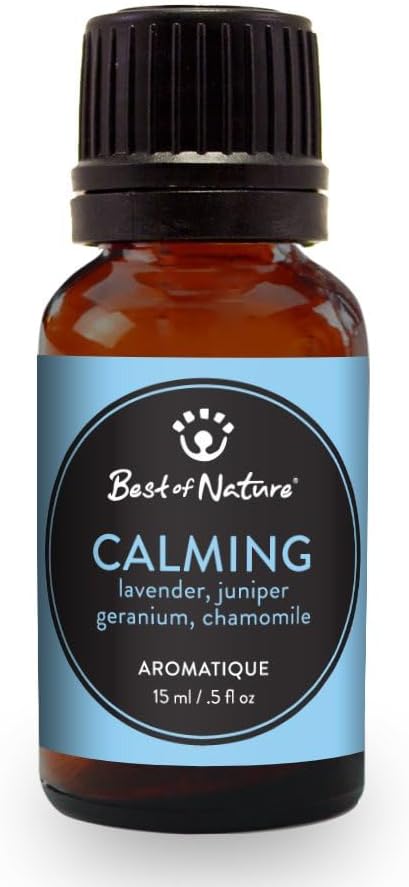 Best of Nature Calming Essential Oil Blend – Lavender, Roman Chamomile, Geranium & Juniper – 100% Pure for Diffuser, Relaxation & Self-Care – Soothing Aromatherapy