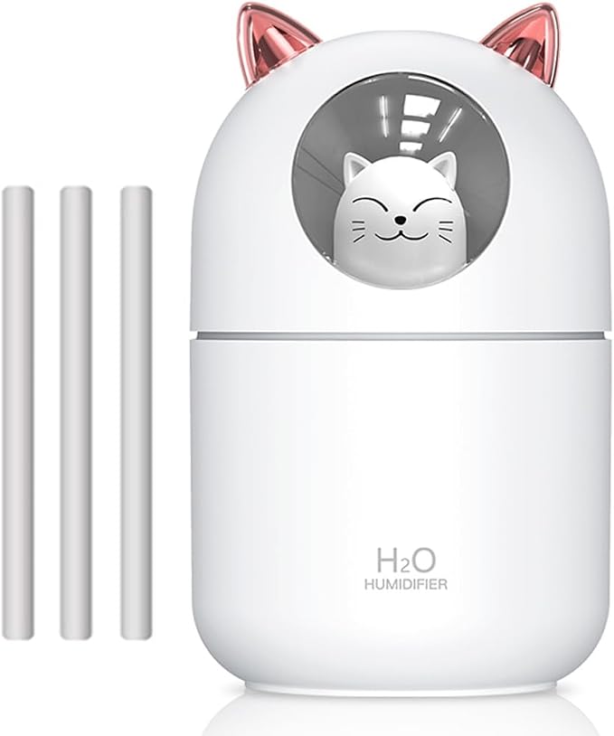 Portable Small Humidifier, YIMIKE 300ml Mini Cool Mist Humidifier with Night Light, USB Personal Humidifier Auto Shut-Off, Ultra-Quiet, 2 Spray Modes, Suitable for Home Office Travel
