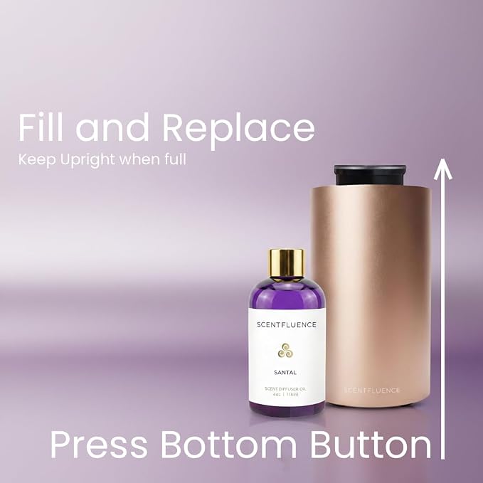 Waterless Scent Diffuser for Home – Rechargeable Cold-Air Room Diffuser, Chrome Finish, Adjustable Settings, USB, Covers 450 Sq Ft