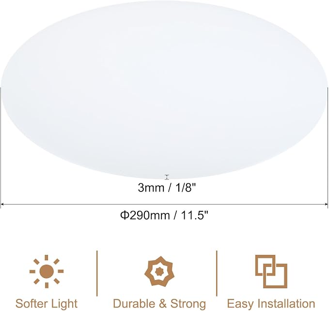 PATIKIL Lampshade Diffuser, 11.5" Diameter Round Diffuser for Drum Lampshades Pendants Light, DIY Light Shield, Frosted White
