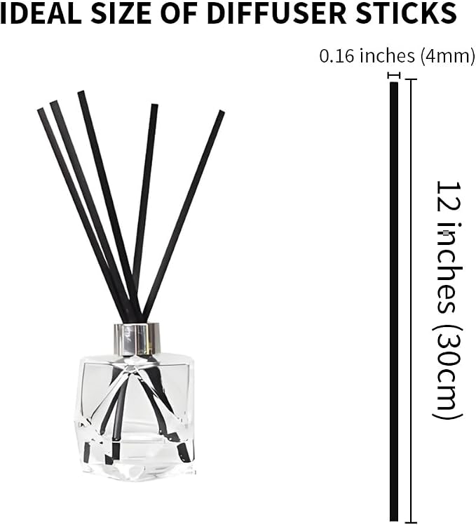 100PCS Black Fiber Reed Diffuser Sticks 12 Inch Long 4mm Diameter Strong Absorption Refill Replacement Reeds for Diffuser Stick Essential Oil Scented Aroma Fragrance Rod for Home Office Spa