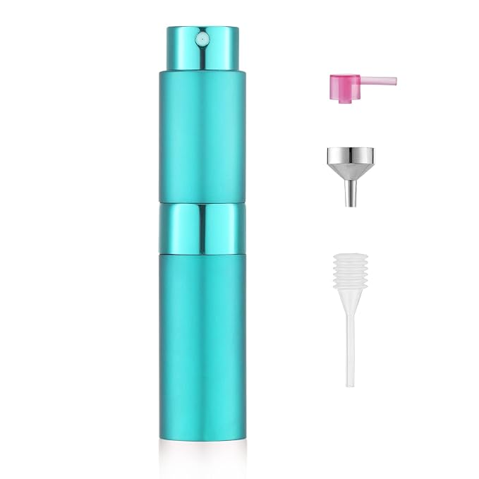 LISAPACK 8ML Atomizer Perfume Spray Bottle for Travel, Empty Refillable Cologne Dispenser, Portable Sprayer (Cyan)