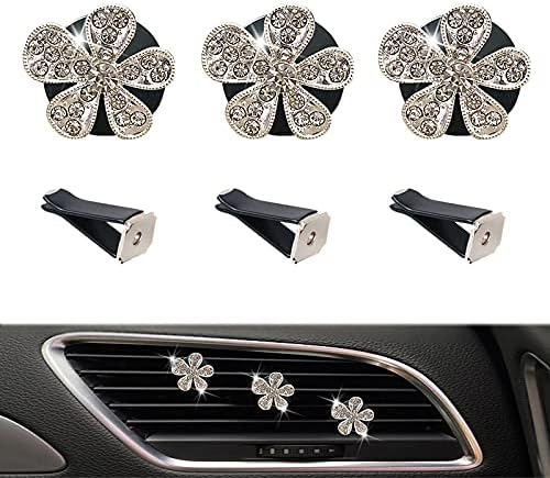 Car Decor Car Fresheners For Women Bling Accessories Air Outlet Decoration For Women Aromatherapy Air Vent Clip Charm Air Dreshener Set of 3 Flowers