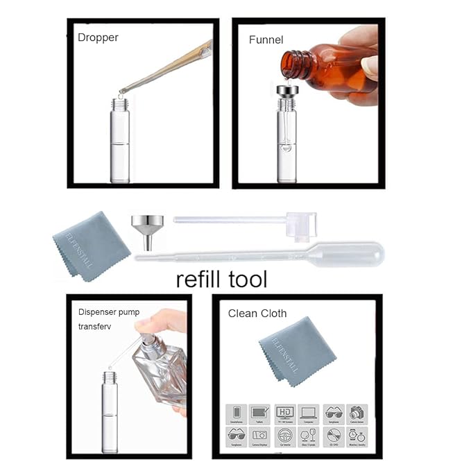 Thick Glass 5pcs 10ml 1/3oz Gold Spray Bottle Refill Perfume Hydrating Fragrance Fine Mist Atomizer Cosmetic Container Round Tube Party Makeup Tool Travel Gift Sample