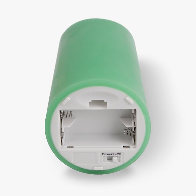 Luminara Flameless LED Battery Operated Flickering Pillar Moving Flame Candles (Vibrant Green, 3" x 6.5")