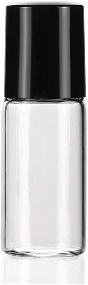 50 Pack 3ml Clear Glass Sample Vials For Essential Oils,Empty Glass Roller Bottle With Stainless Steel Roller Ball 3/4 Dram Glass Vials Perfume Roll On container-funnel,Opener,Dropper Included
