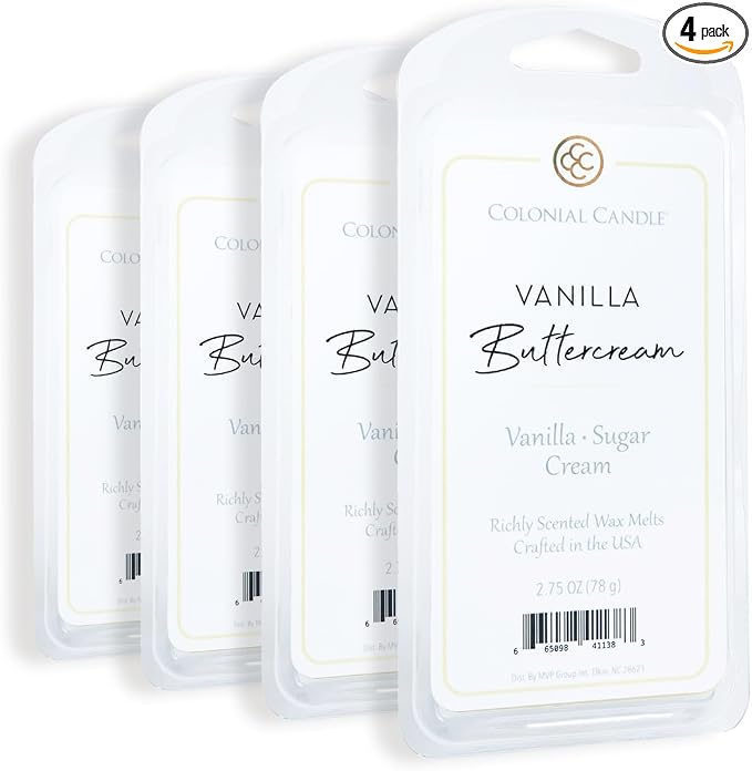 Colonial Candle Vanilla Buttercream Wax Melts, Wax Melt Warmer Cubes, Long Lasting Scented Wax Warmer Cubes, 4 Pack, 6 Cubes Each - Made in The USA