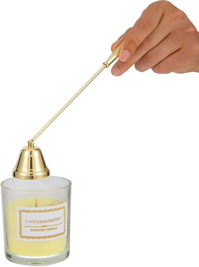 3 in 1 Candle Accessory Set,Large Candle Wick Trimmer Snuffer Extinguisher Dipper Hook with Long Handle,Stainless Steel Candle Wick Scissor Cutter Clipper Kit Gift (3 Pcs Gold Set)