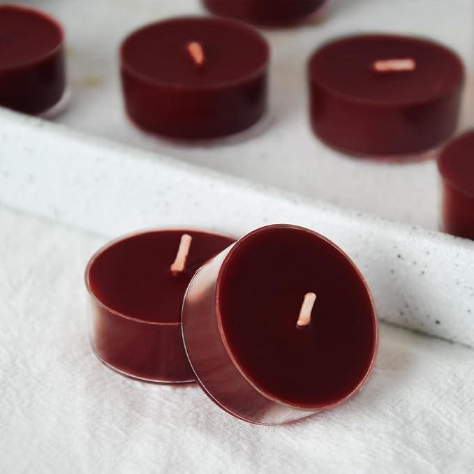 DEYBBY Scented Tealight Candles, Long Lasting Soywax Tea Candle Used for All of Holders|Clear Cup|24 Counts|Up to 4 Hour Burn Time|Apple Cinnamon