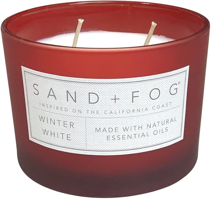 Sand + Fog Scented Candle - Winter White – Additional Scents and Sizes – 100% Cotton Lead-Free Wick - Luxury Air Freshening Jar Candles - Perfect Home Decor – 12oz - Holiday Scents