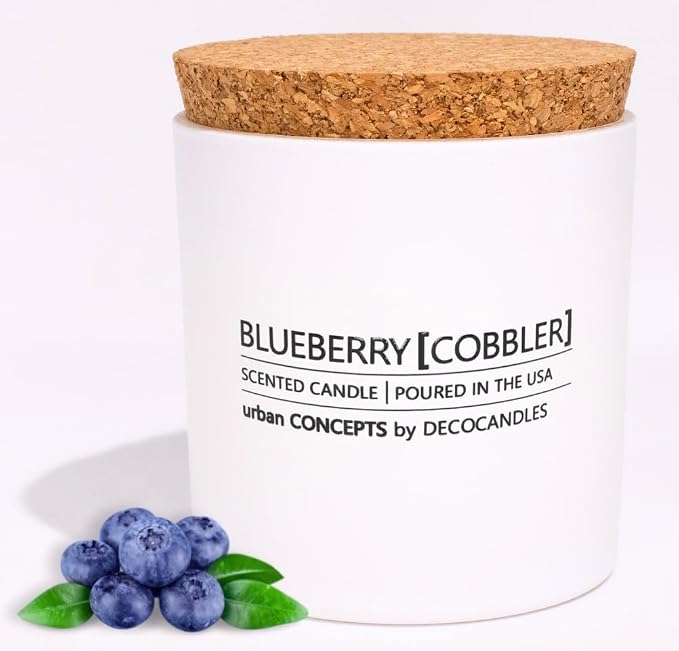 Urban Concepts by DECOCANDLES - Blueberry Cobbler Scent - Highly Scented Soy Candle for Home - Long Lasting - Hand Poured in USA (9 Oz. Cork)