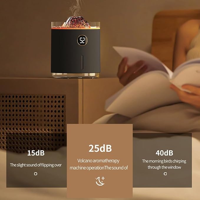 Aroma Diffuser with 350mL Water Tank, Flame and Smoke Modes, Auto Shut Off Safety Technology, Intelligent Timer, Ultra Quiet 30dB Operation for Bedroom or Office (black)