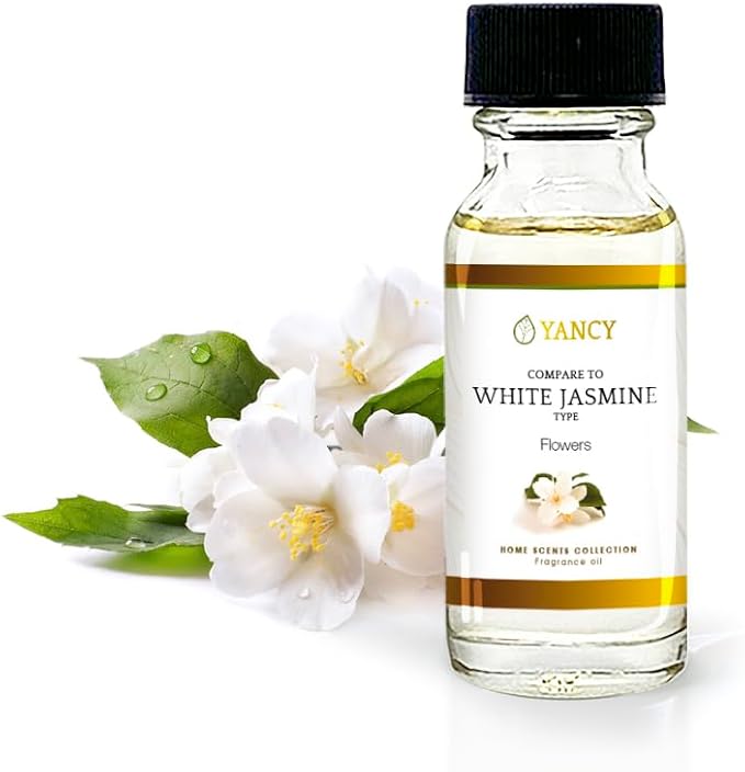 YANCY White Jasmine Luxury Collection Fragrance Oil (1/2 oz), Delicate Floral Aroma, Ideal for Diffusers, Oil Burners & Aroma Lamps, Elegant Scent for a Peaceful Mood