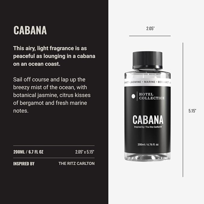 Hotel Collection Diffuser Oil - Cabana - Aromatherapy Essential Fragrance Oil - Marine, Bergamot & Jasmine - 200ML 6.7 Fl oz