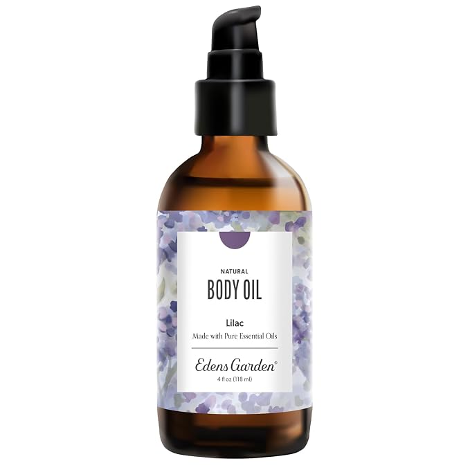 Edens Garden Lilac Body Oil – Bath, Body & Massage Oil with Pure Essential Oils & Vitamin E, Moisturizing Floral Aromatherapy for Skincare, 4 fl oz (118 ml)
