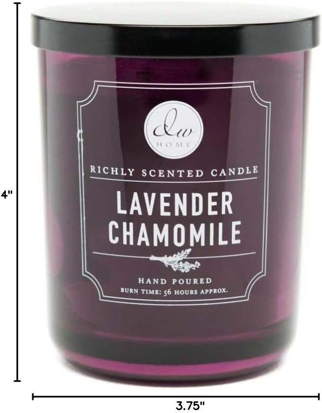 DW Home Lavender Chamomile Scented Candle for Home, 9 oz, Medium Single Wick Candle Jar, Up to 33H Burn Time, Luxury Scented Candle for Relaxation, Gifting, Home Decor