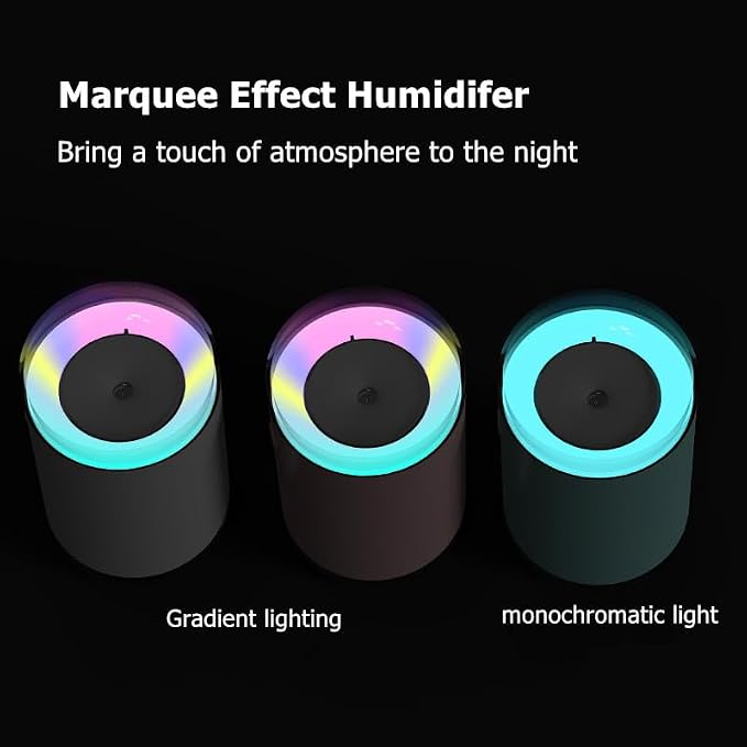 Portable Desk Car Mini Humidifier with Colorful Light, 2 Light Modes, Quiet Personal Ultrasonic Humidifier for Desktop, Bedroom, Car, Travel, Plant (Pink)