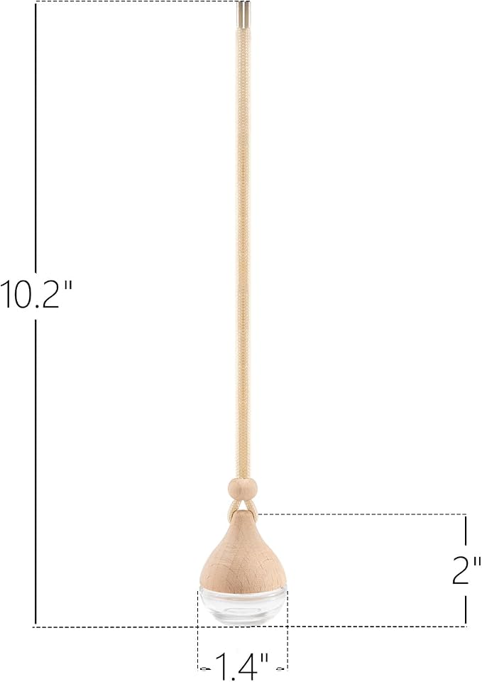 Refillable Car Air Freshener Hanging Diffuser, Empty Glass Bottle with Reed Sticks for Essential Oils, Car Scent Diffuser and Aromatherapy Pendant Decor for Women and Men, 2 Pack