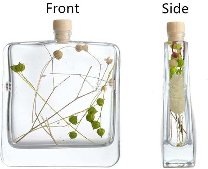 100ML/3.3OZ Clear Glass Diffuser Bottles Square Empty Essential Oils Refill Replacement Scent Fragrance Reed Diffuser Jars DIY Perfume with Dry Flower Home Decor Wedding Favors Gifts