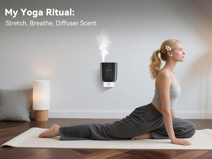 Waterless Diffuser, Plug in Diffuser for Essential Oils,Waterless Essential Oil Diffuser in Wall, Smart Bluetooth App Control, Up to 500 Sq.ft Coverage, Black