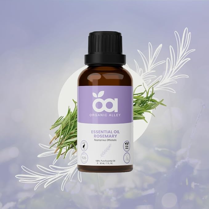 Rosemary Essential Oil by Organic Alley | 100% Pure Rosmarinus Officinalis Oil, Therapeutic Grade | Aromatherapy Essential Oil for Clarity & Focus (1 Fl Oz)