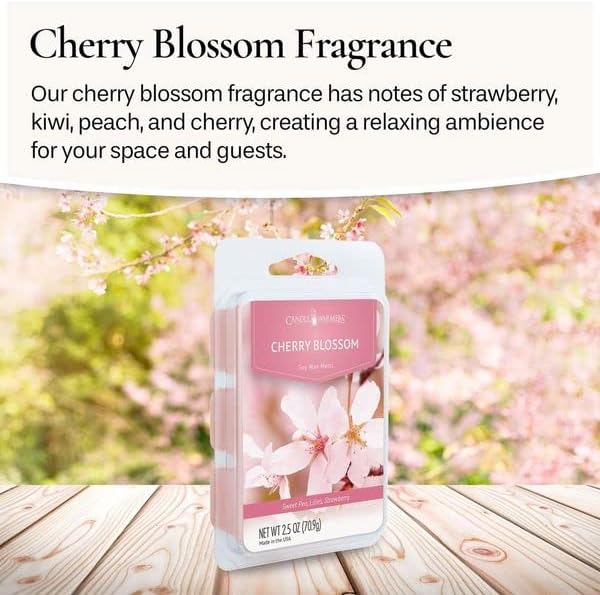 Candle Warmers Etc Classic Wax Melts 2.5oz, Cherry Blossom Fragrance (4-Pack) – Each Pack has x4 2.5 oz Wax Melts and 30 Hours of Fragrance – Perfect for bedrooms, Living Rooms, and bathrooms