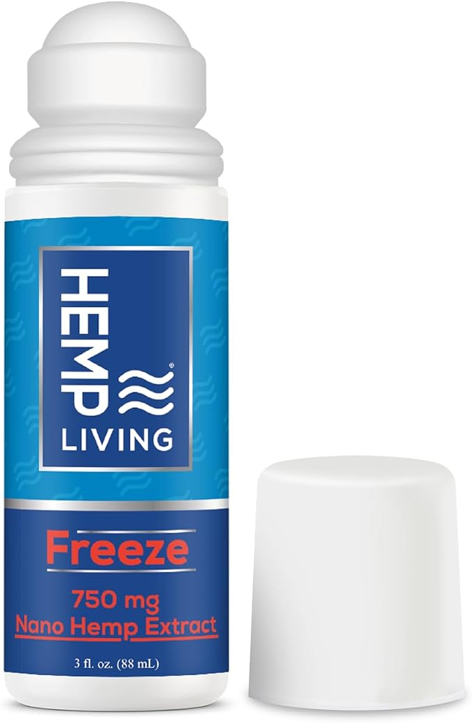 Freeze Nano Hemp Extract Roll On, Cold Therapy, Roll On for Muscles and Joint Strain, 3 oz Roll on Bottle (750 mg)