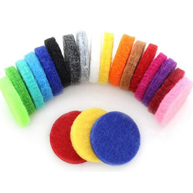 200 Pieces Car Diffuser Aromatherapy Diffuser Necklace Replacement Pads Replacement Felt Pads Essential Oil Diffuser Locket Necklace Refill Pads Multi-Color (22.5mm Diameter)