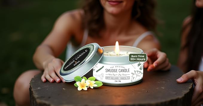 SOUL STICKS Smudge Candle for Cleansing House, Meditation, Chakra Healing, Aromatherapy | 3.5 Ounce Smudge Candle for Spiritual Cleansing (Nag Champa)