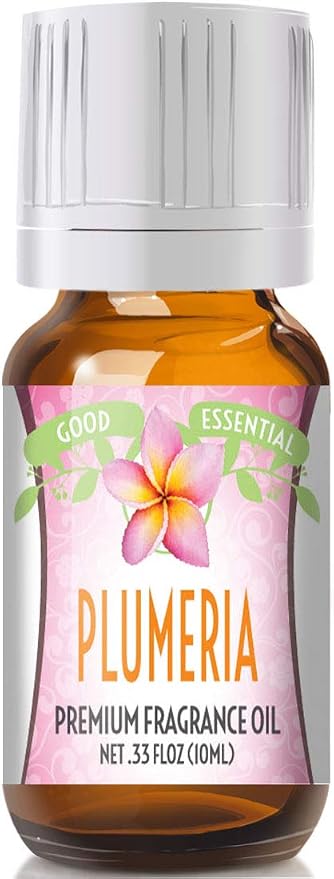 Good Essential Professional Plumeria Fragrance Oil (10ml/0.33 fl oz) for Diffuser, Soaps, Lotions, Perfumes, Candle Scent & Aromatherapy