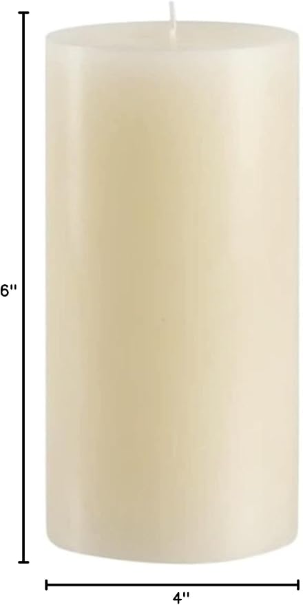 Mister Candle Unscented 4"x6" Ivory Pillar Candle, Solid Color, Cotton Wick, Dripless & Smokeless, Premium Wax Candle for Home Decor, Handmade, 120 Hour Burn Time