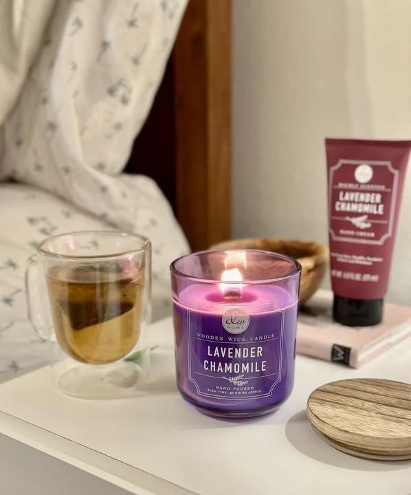 DW Home Lavender Chamomile Scented Candle for Home, 15 oz, Large Double Wick Candle Jar, Up to 56H Burn Time, Luxury Scented Candle for Relaxation, Gifting, Home Decor