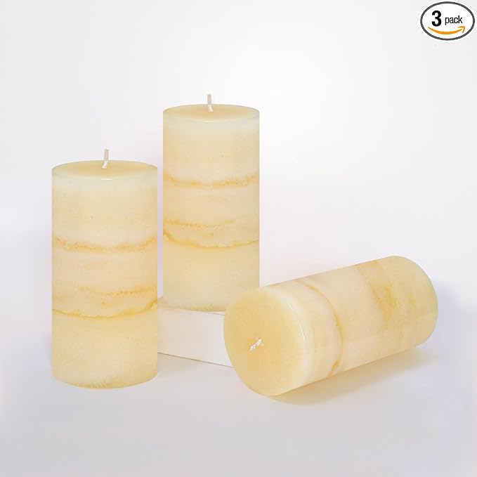 3x6 Inches Jasmine Scented Pillar Candles Ivory White Hand-Poured Long Burning Aromatherapy Candle for Home Scented Stress Relief Meditation Wedding Bar Table Centerpiece Decoration, 3 Pack