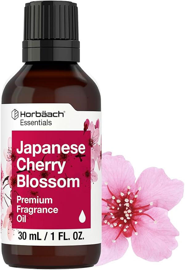 Horbäach Japanese Cherry Blossom Fragrance Oil | 1 fl oz (30ml) | Premium Grade | for Diffusers, Candle and Soap Making, Aroma Sprays, DIY Projects & More