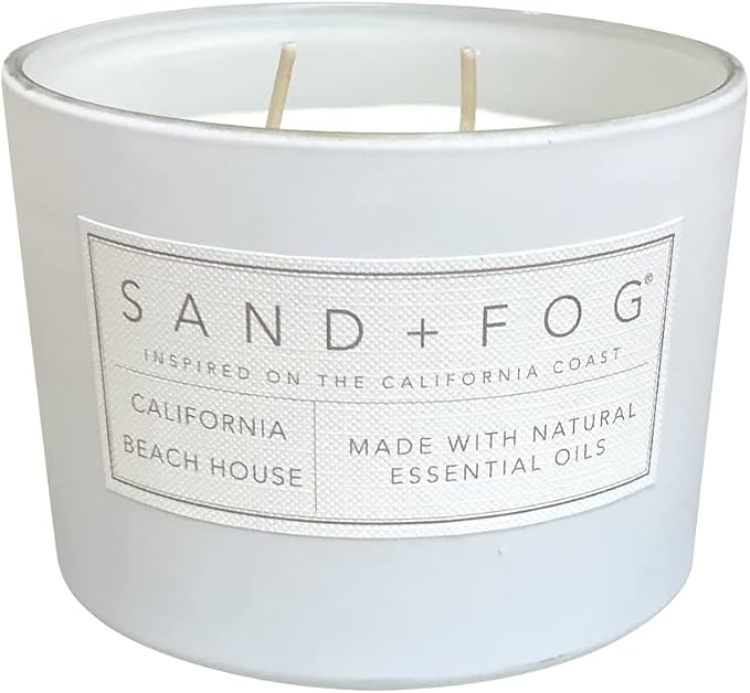 Sand + Fog Scented Candle - California Beach House – Additional Scents and Sizes – 100% Cotton Lead-Free Wick - Luxury Air Freshening Jar Candles - Perfect Home Decor – 12oz (Pack of 2)